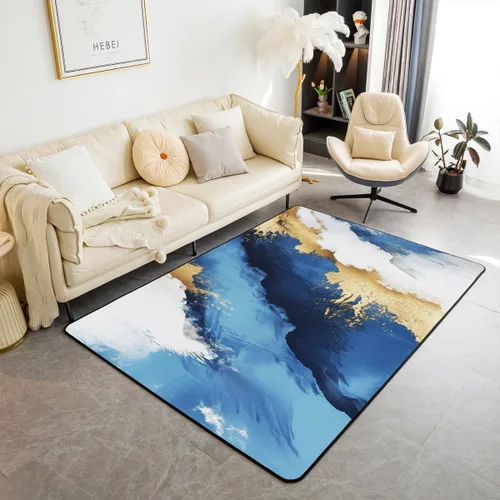 Miniatura 13 de jejeloiu Alfombra de decoración de mármol negro y dorado, alfombra para sala de estar, dormitorio, para niños, niñas, adolescentes, decoración