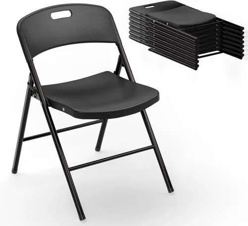 Miniatura 12 de VINGLI Sillas plegables, silla plegable de plástico, capacidad de hasta 350 libras, asientos portátiles para interiores y exteriores, eventos, Negro
