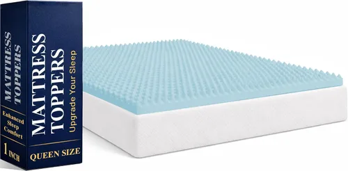 Miniatura 23 de Greaton, Cubrecolchones de espuma viscoelástica de gel contorneado de 1 pulgada para mayor comodidad y apoyo, individual, azul.