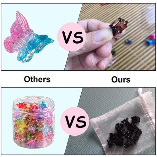 Miniatura 5 de 50 pinzas para el cabello de mariposa, pinzas para el cabello para mujeres y niñas, mini pinzas para el cabello de color gelatina, accesorios