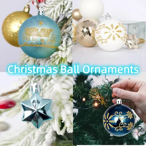Miniatura 4 de Juego de 44 adornos de bolas de Navidad, adornos de bolas de Navidad inastillables para Navidad, vacaciones, corona y decoraciones de fiestas