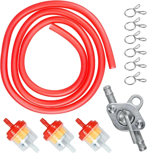 Miniatura 10 de HOLATO Abrazaderas de manguera de línea de combustible con filtros de combustible y válvula de apagado en línea, juego de llave de purga para 50cc