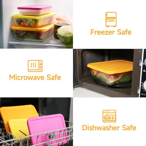 Miniatura 6 de LUVCOSY Tapa rectangular de silicona para almacenamiento de 11 tazas de repuesto para cuencos de vidrio Pyrex 7212-PC, (recipiente no incluido)