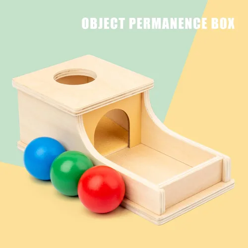 Miniatura 8 de Busy edition Montessori Toys Caja de objetos de permanencia con sonido suave, juguete de madera, bola de bebé para soltar y jugar, para niños de 6