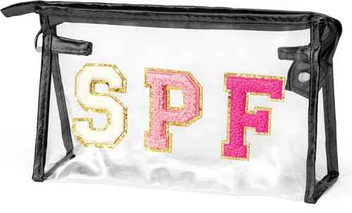 Miniatura 8 de Preppy Patch - Bolsa de cosméticos transparente para verano, bolsa de aseo universitaria, bolsa de maquillaje, bolsa de viaje, playa, para mujeres