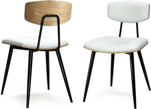 Miniatura 15 de SIMPLIHOME Mavis - Juego de 2 sillas de comedor con marco de hierro moderno de mediados de siglo y sillas de cocina de piel sintética vegana en Negro