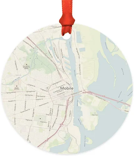 Miniatura 54 de Andaz Press Mapa de la ciudad de Estados Unidos redondo de madera natural MDF ornamento de Navidad, Akron, Ohio Vintage Mapa, 1 paquete, larga