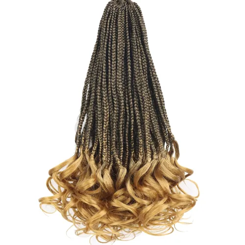 Miniatura 59 de Trenzas de ganchillo rizado francés T33, cabello pre-anillado 10 pulgadas, trenzas cortas rizadas francesas con extremos rizados, trenzas box
