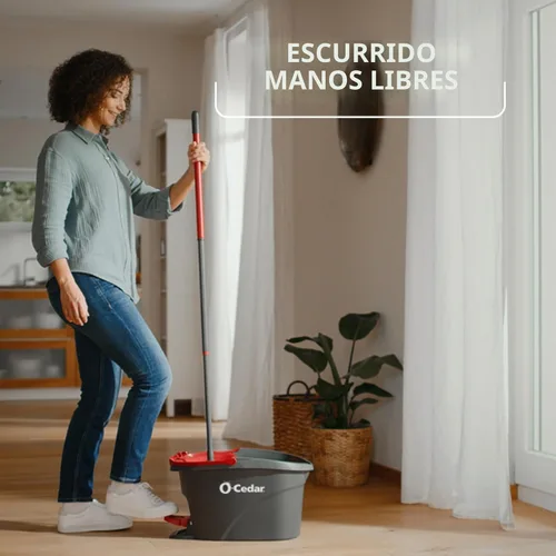Miniatura 5 de O-Cedar - Sistema de limpieza de pisos, trapeador giratorio de escurrido fácil de microfibra y cubeta