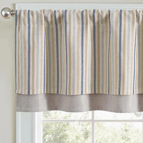 Miniatura 10 de jinchan Cenefa de Lino a Rayas para Ventanas de 16 Pulgadas Cortinas Opacas para Ventana Pequeña Estilo Granja Cenefa de Doble Capa para Sala