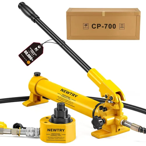Miniatura 8 de NEWTRY Kit de potencia Porta de gato hidráulico de perfil bajo 10T + bomba manual hidráulica manual CP-180 Jack de sección múltiple, cilindro