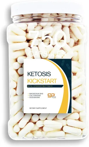 Ketosis Kickstart - Sales de beta-hidroxibutirato de 750 CT para dieta cetogénica en un tarro de agarre cuadrado transparente