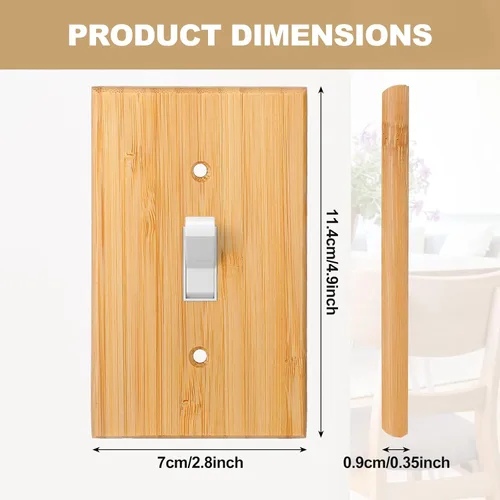 Miniatura 2 de Pinkunn 10 piezas de placa de interruptor de luz de madera maciza, cubiertas de salida de madera de bambú, placa decorativa de pared para el hogar