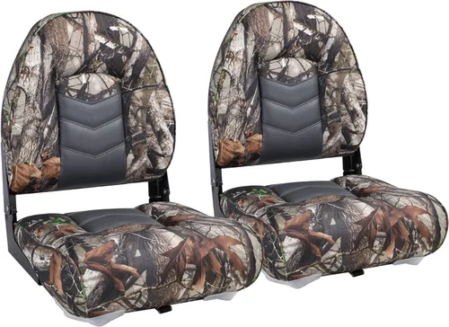 NORTHCAPTAIN Asiento plegable para barco con respaldo alto Premium, tornillos de acero inoxidable incluidos, Camo/Antracita, 2 asientos A-High