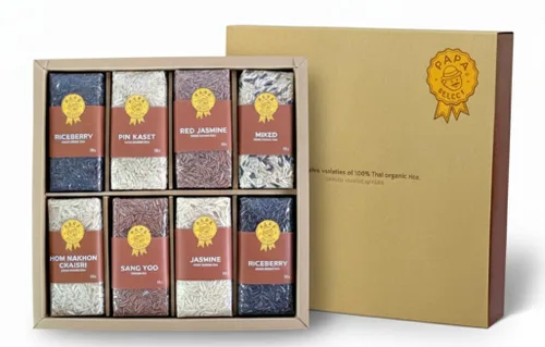 Set de regalo de arroz orgánico de jazmín tailandés, 8 paquetes variados, jazmín marrón, jazmín rojo, arroz de jazmín negro, arroz de jazmín mixto,