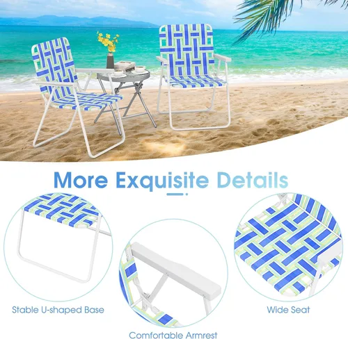 Miniatura 7 de Giantex Juego de 2 sillas de playa para adultos, silla de camping con estructura de acero, sillas plegables ligeras para directores para exteriores