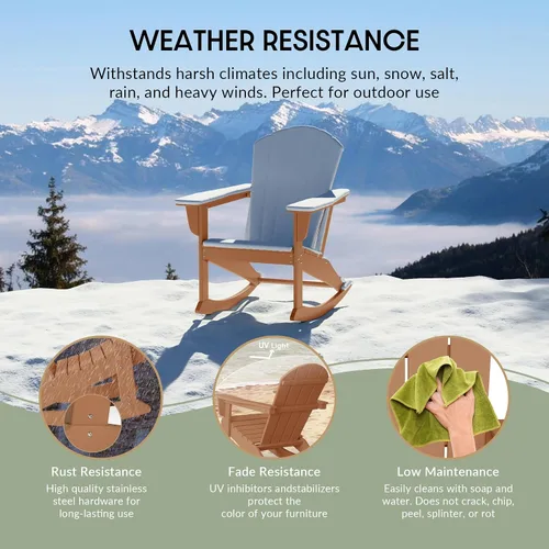 Miniatura 207 de WestinTrends Silla mecedora Malibu de poliéster para exterior/patio Adirondack, Negra