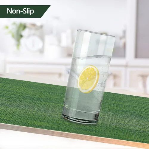 Miniatura 6 de SLKQG Juego de 8 manteles individuales verdes de vinilo, lavables y resistentes al calor, para mesa de comedor, 17 x 12 pulgadas (verde, 8)