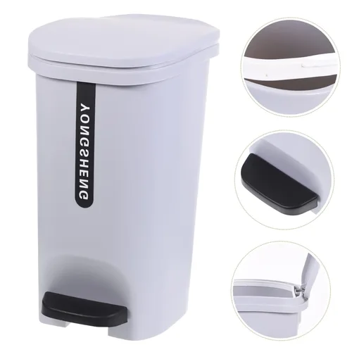 Miniatura 4 de Zerodeko Bote de basura de pedal de pie 10l Cesta de basura tapa de paso en el hogar Contenedor de basura estilo nórdico