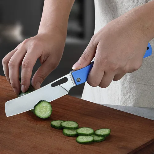 Miniatura 5 de ZhengSheng Cuchillo de chef plegable de 4.8 pulgadas, afilado 440A, hoja de acero inoxidable G10, mango de bolsillo, cuchillo de cocina plegable