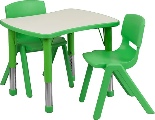Miniatura 7 de Flash Furniture Emmy - Juego de mesa rectangular de plástico azul con 2 sillas, 21.875 pulgadas de ancho x 26.625 pulgadas de largo, color azul