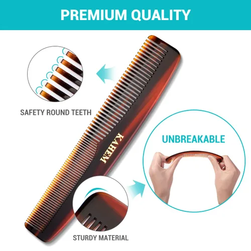 Miniatura 6 de KAHEM Peines de pelo para hombres y mujeres, peine de dientes finos y anchos, peine de barba y bigote, peines profesionales de corte de cabello