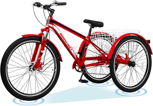 Miniatura 10 de ABORON Triciclo para adultos, bicicleta de 3 ruedas para adultos, triciclo para adultos, llantas de doble pared, triciclo para mujeres y hombres