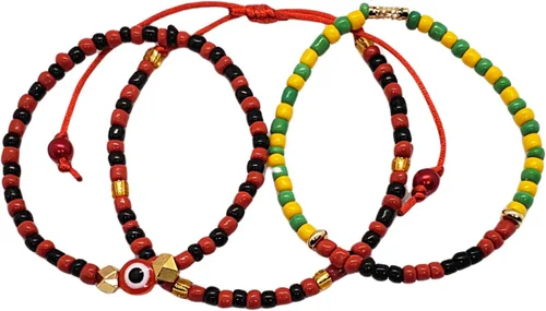 Miniatura 9 de Hecho a mano contra el mal de ojo orishas joyería de protección Ilde elástico elástico ajustable con cuentas unisex amuleto pulsera conjunto