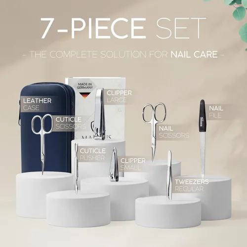 Miniatura 3 de Set de manicura Solingen hecho en Alemania - Juego exclusivo de 7 piezas de cortauñas para dedos de manos y pies para mujeres y hombres en estuche