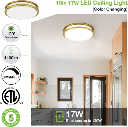 Miniatura 7 de hykolity Accesorio de lámpara de techo LED de montaje empotrado de 10 pulgadas, 17W, 1100lm, 2700K/3000K/3500K/4000K/5000K Luces de techo