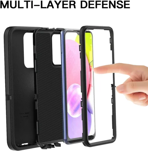 Miniatura 3 de AICase Funda para Galaxy A03S, resistente protección contra caídas, cuerpo completo, resistente a prueba de golpes y polvo, 3 capas, protección Negro