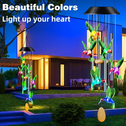 Miniatura 4 de DesGully - Campanillas de viento de colibrí, cambian para exteriores, 25 tubos de aluminio, para decoración de jardín, patio, monumento, regalos