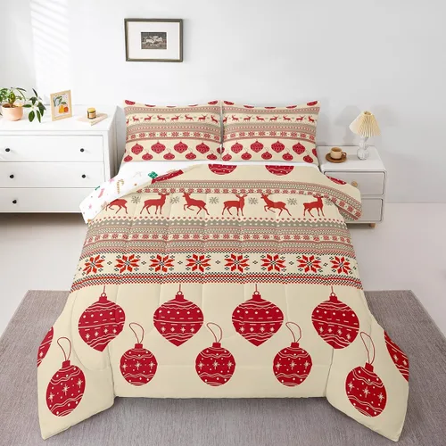 Miniatura 45 de Erosebridal Juego de edredón de Papá Noel tamaño matrimonial para niños y niñas, edredón de plumón de Feliz Navidad, juego de ropa de cama