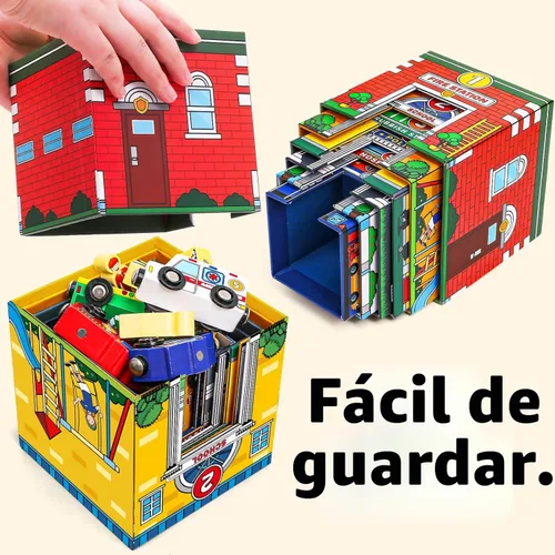 Miniatura 6 de Atoylink - Juguetes de clasificación y apilamiento para niños pequeños con autos magnéticos de madera y ayudantes comunitarios, bloques de números