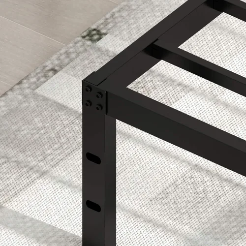 Miniatura 6 de yookare Marco de cama de metal resistente de 14 pulgadas de alto, 3500 libras, con almacenamiento, base de colchón, plataforma de listones de acero