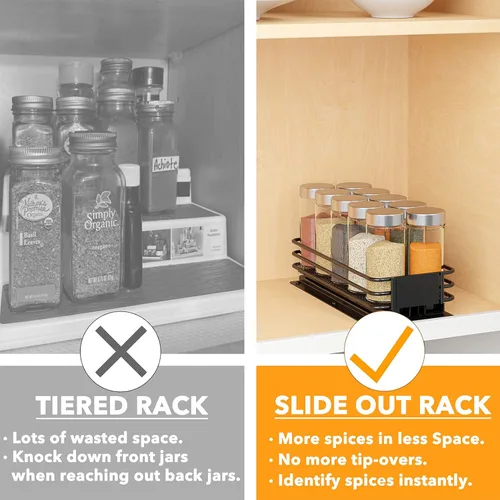 Miniatura 3 de SpaceAid estante organizador de especias para gabinete, organizador de condimentos deslizante y resistente para armarios de cocina, con 415