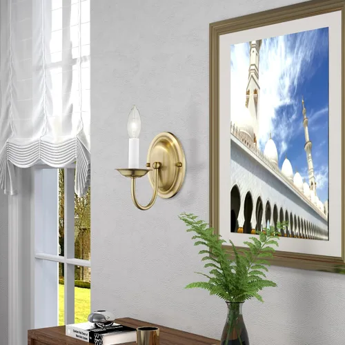 Miniatura 8 de Livex Lighting 4151-01 Aplique de pared sin pantallas, Latón Antiguo, 4.25"An x 7"Al