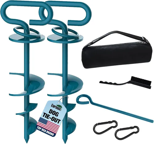 Miniatura 11 de Eurmax USA Estaca de amarre resistente para perros grandes de hasta 210 libras, estacas para perros para exteriores, anclaje de suelo para correa