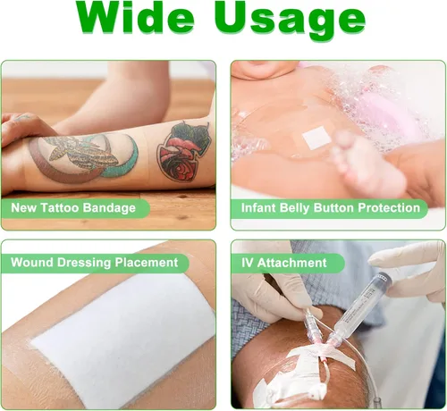 Miniatura 3 de LotFancy Vendaje de cuidado posterior para tatuajes, rollo de 6 x 8.8 yardas, apósito de película transparente impermeable transparente, envoltura