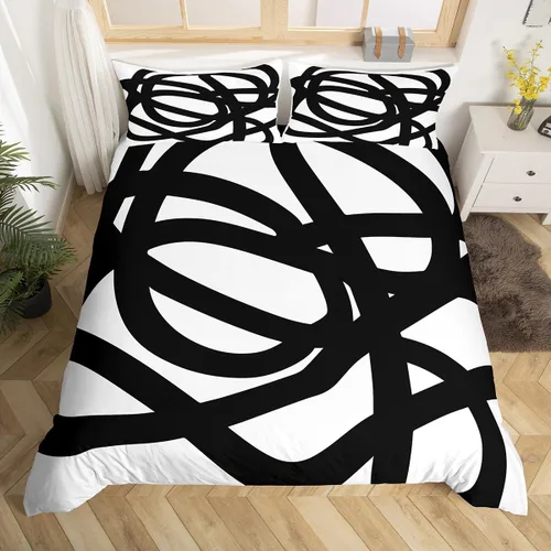 Miniatura 27 de Manfei Juego de ropa de cama de silueta de ciervo, tamaño individual, funda de edredón con patrón de flechas y cuernos con 1 funda de almohada