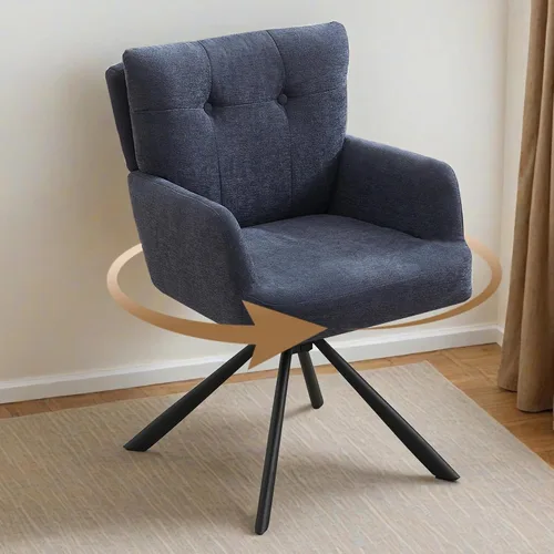 Miniatura 14 de WUTUTUEE Juego de 2 sillas de comedor de tela, modernas, tapizadas, giratorias, cómodas sillas de comedor con respaldo medio, sillón de escritorio