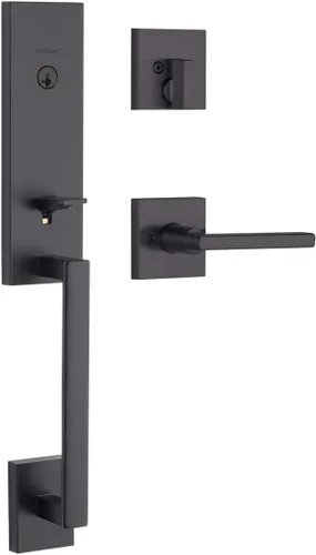 Kwikset 98180-015 818VNHxHFL SQT 514 SMT CP Vancouver - Juego de manijas con Halifax - Negro mate