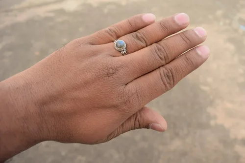 Miniatura 5 de Gemstone Ring, Handmade 925 Sterling Silver Rings for Women Girls, Natural Gemstone Ring US size 5 Solitaire Ring, Round Stone Ring, Minimalist