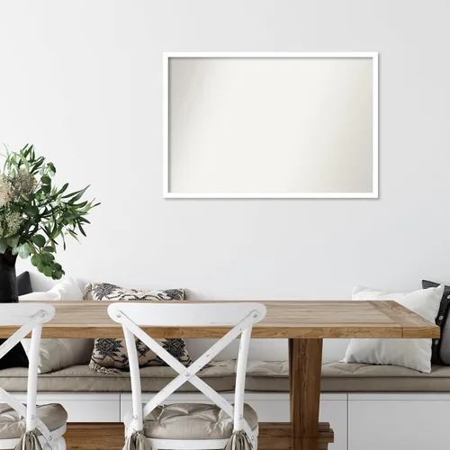 Miniatura 718 de Amanti Art Espejo de baño blanco para sobre el fregadero, 32 x 45 pulgadas, espejo de tocador rectangular blanco esbelto, marco de madera moderno