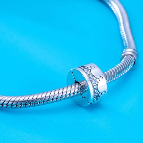 Miniatura 3 de Abalorio de plata de ley 925 original con cierre de clip para pulseras clip de corona