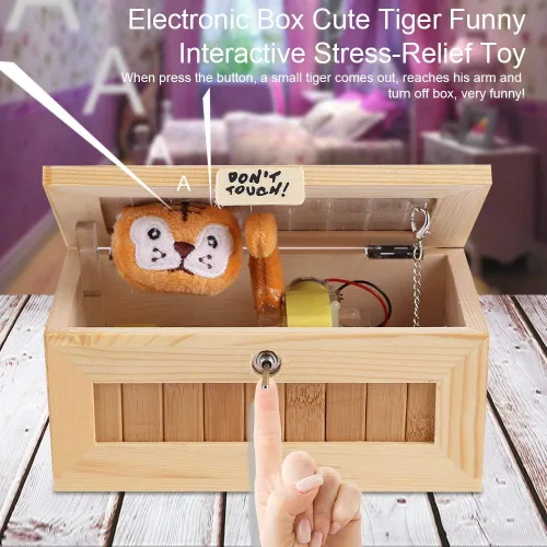 Miniatura 5 de Cryfokt Dont Touch - Caja de madera electrónica USB para ahorrar dinero, divertida e interactiva, juguete para aliviar el estrés, decoración