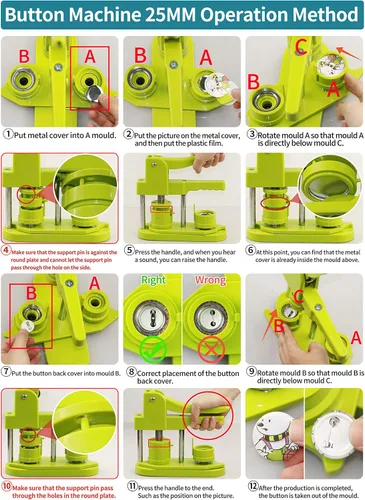 Miniatura 6 de Máquina para hacer botones Happizza, (3ª generación) sin instalación de 25 mm (1 pulgada) kit de máquina de prensa de botones de bricolaje, máquina