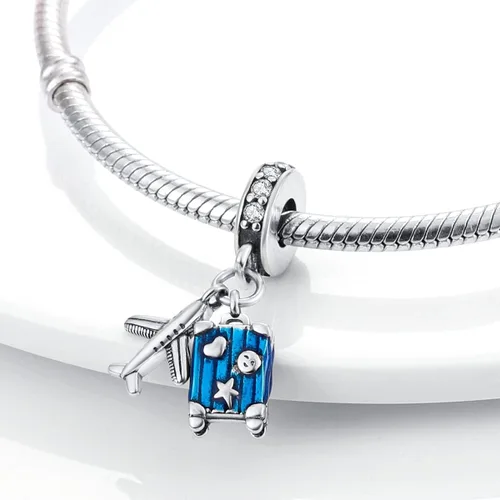 Miniatura 172 de MULA - Dijes de plata de ley 925 para pulseras y collares, colgantes de letras para la familia, cuentas de viaje en avión, dijes de árbol