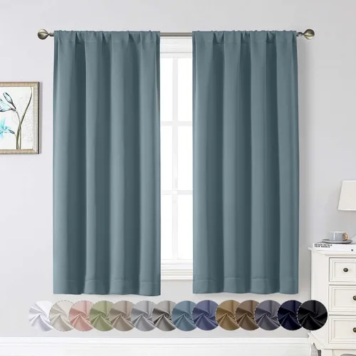 Miniatura 53 de Cortinas opacas para dormitorio, sala de estar, juego de 2 paneles de 54 pulgadas de largo, cortinas de oscurecimiento de habitación con aislamiento