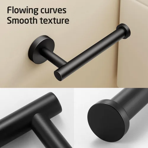Miniatura 5 de KES Soporte de papel higiénico negro, soporte para papel de baño, rollo de papel SUS 304 de acero inoxidable, montaje en pared, negro mate
